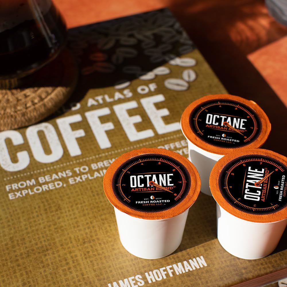 Fresh Roasted Coffee, Octane Italian Dark Roast, Artisan Blend, 72 Pods for K Cup Brewers