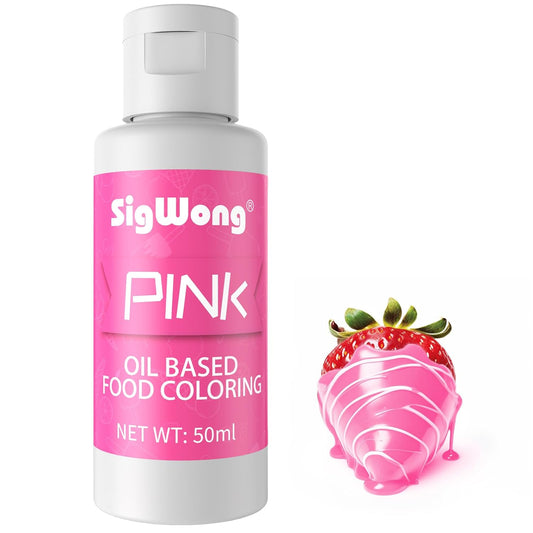 Oil Based Food Coloring for Chocolate - 50ml Pink Upgraded Edible Oil Based Food Dye for Cake Decorating, Baking, Candy Melts, Cookie, Icing Frosting, Fondant, Meringues - 1.69 Fl.Oz Bottles