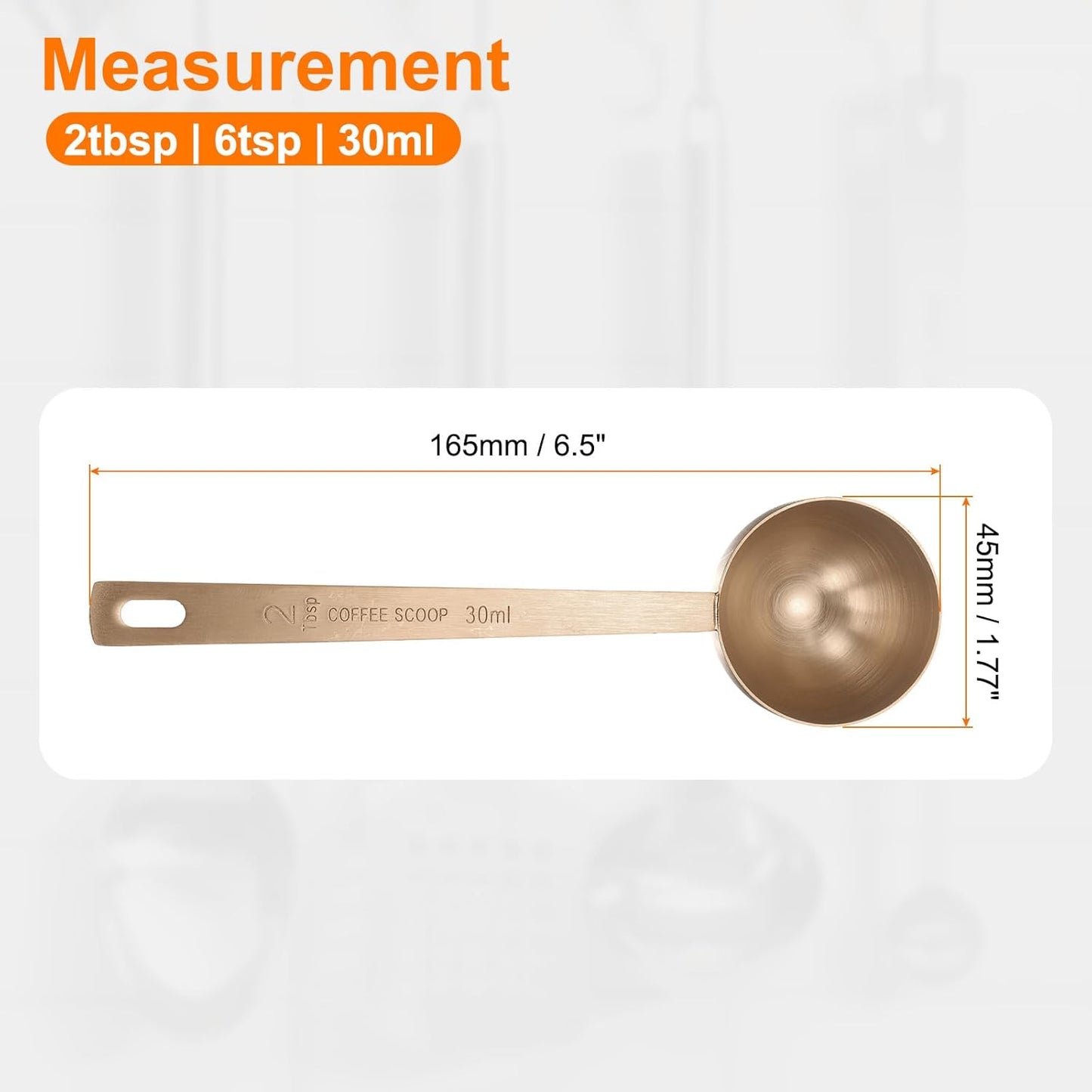 HARFINGTON 3pcs Coffee Scoop Spoon 2tbsp (6tsp, 30ml) 304 Stainless Steel Long Handle Teaspoon/Tablespoon Measuring Spoons Scoops for Tea Sugar Kitchen, Rose Gold