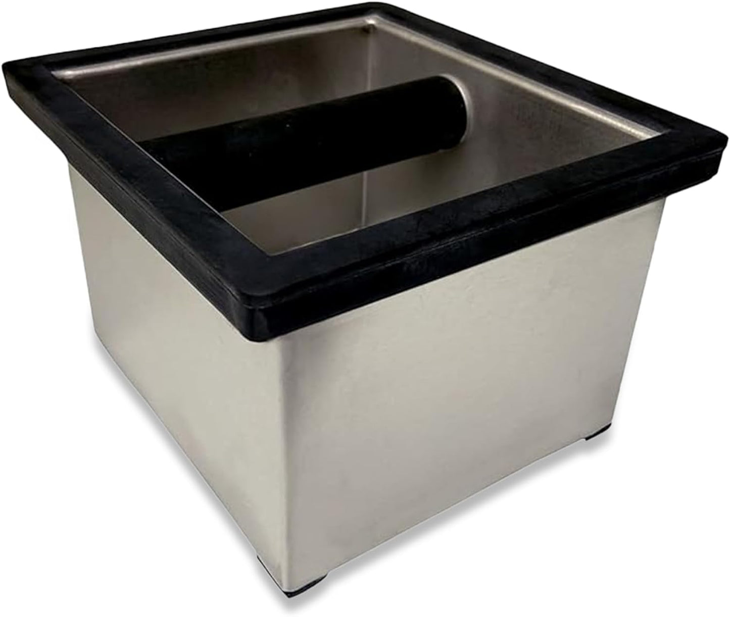 Rattleware Heavy-Duty Stainless Steel Knock Box Espresso Puck Disposal with Welded Bar Splash Guard, Ideal for Home, Cafe, Restaurant, Hotel, Coffee Bar, or Espresso Station (6" x 5.5" x 4")