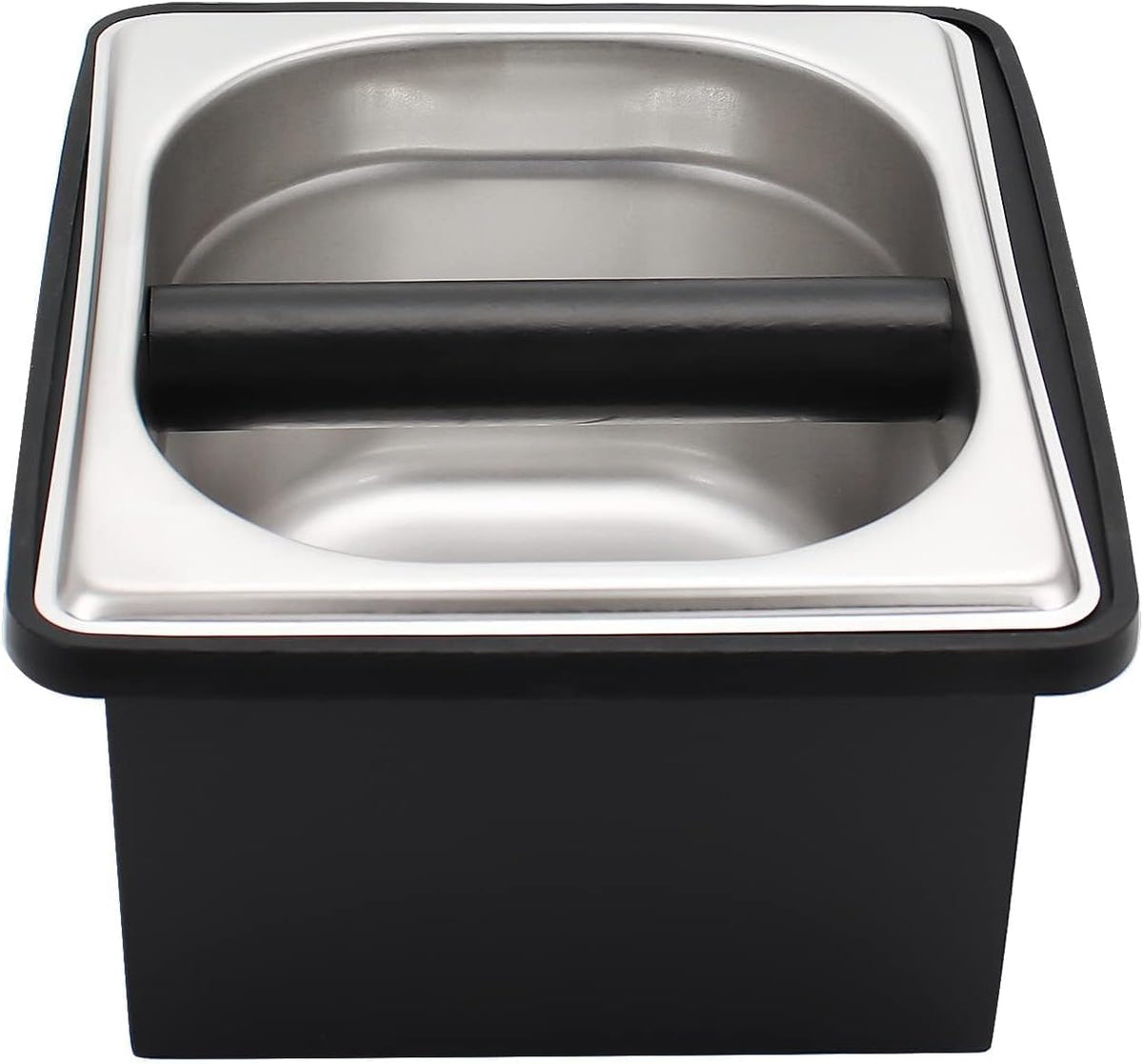 Espresso Knock Box,Stainless Steel Coffee Pucks Container, with Steel Holder and Noise Reduction Rubber Ring (7.28 x 6.8 x 4.25 inch)