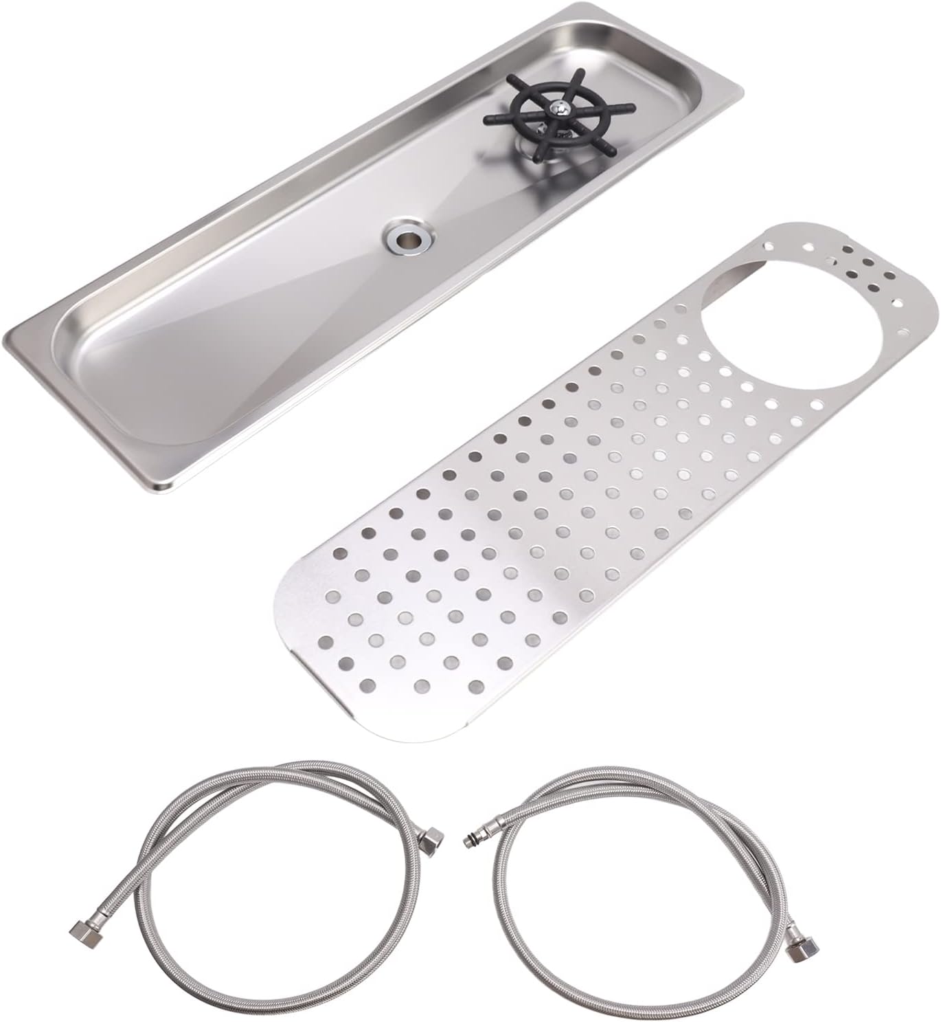 Pitcher Rinser Cup Washer 304 Stainless Steel Modern And Simple Coffee Shop Drain Drip Tray Hose Pitcher Rinser (Stainless Steel Color B)