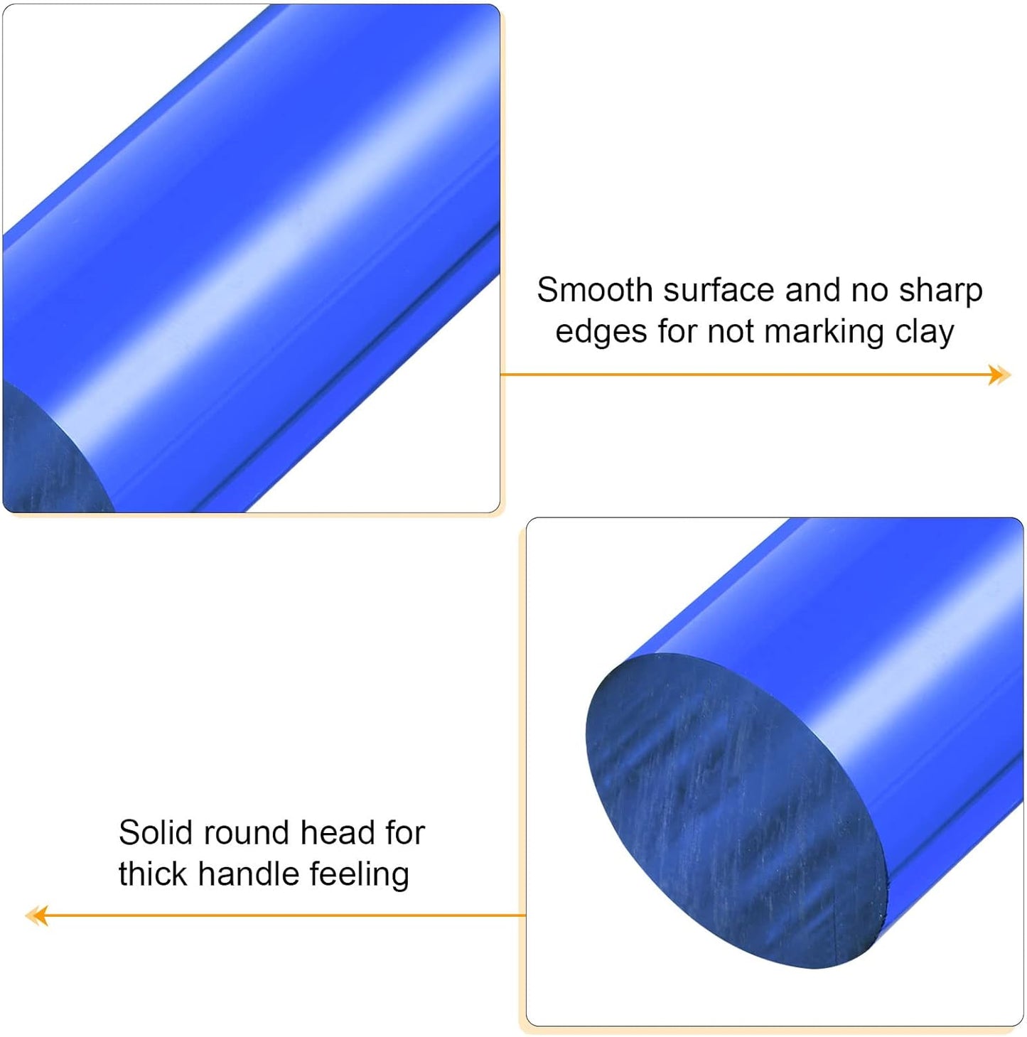HARFINGTON Acrylic Clay Roller 7.28 Inch x 1 Inch Solid Non-Stick Plastic Round Tube Roller Polymer Clay Rod Fondant Rolling Pin for Shaping, Sculpting, Modeling DIY Crafts, Blue
