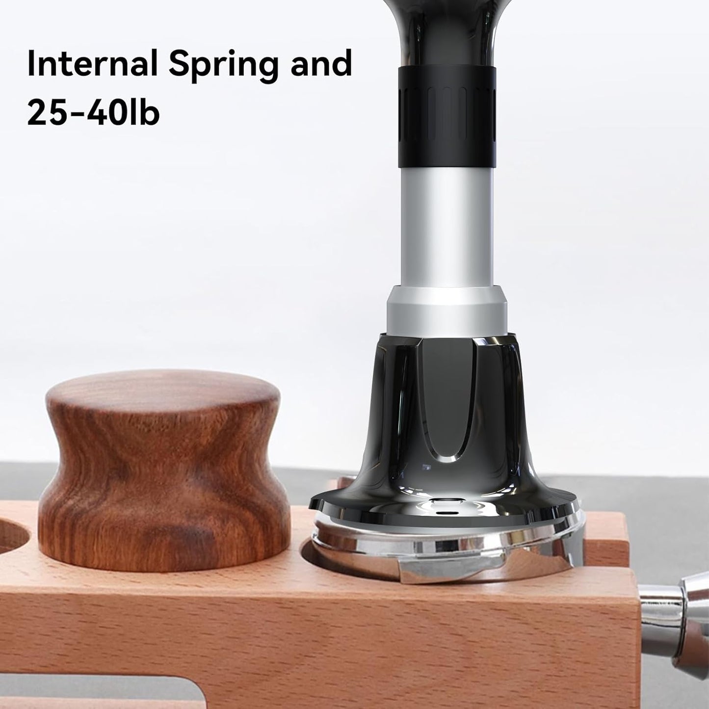 Espresso Tamper, 58mm Tamper 25lb-40lb with Stainless Steel Base, Coffee Tamper with with Sound Feedback, Provides Consistent Tampingwith Comfortable Grip