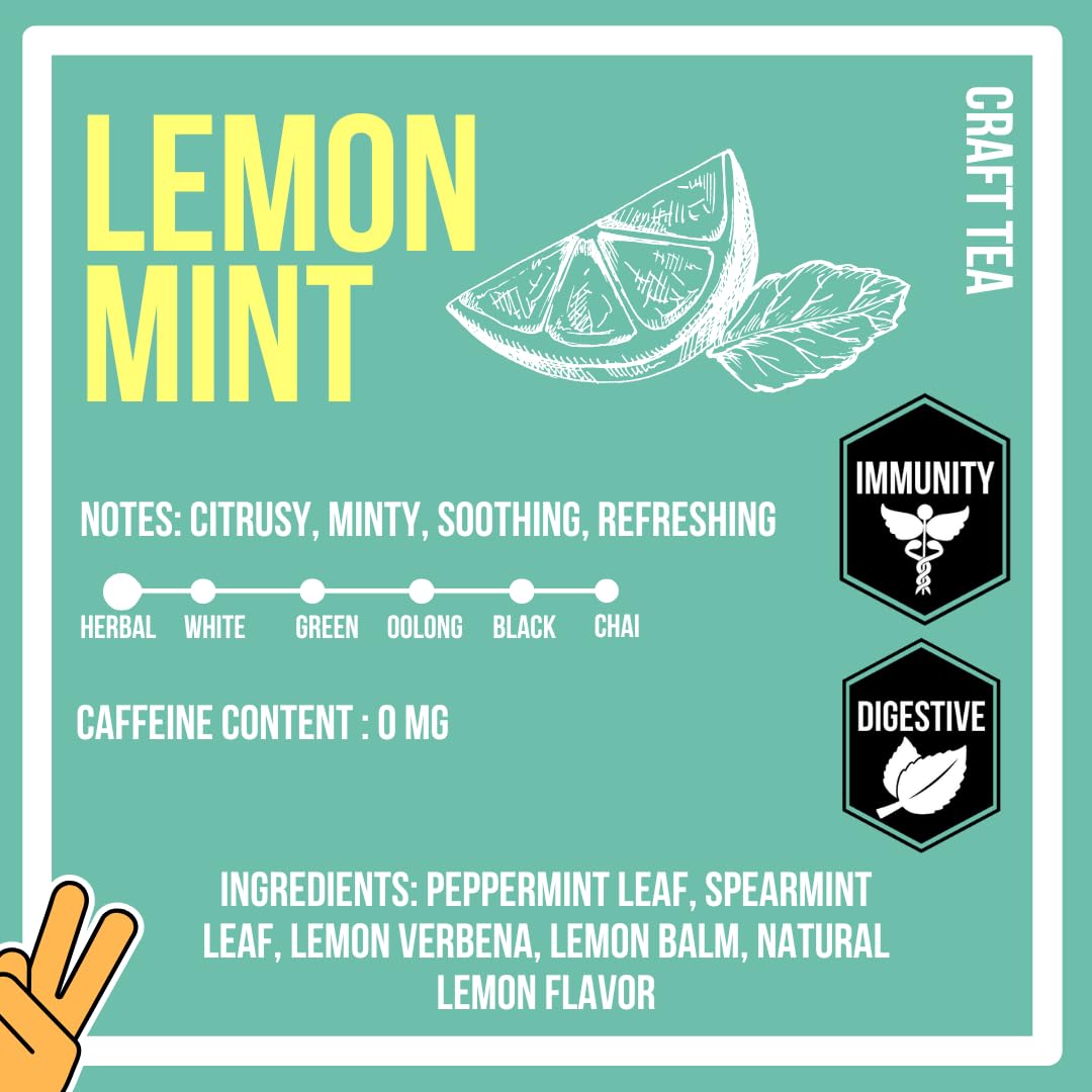 Revival Tea Company Lemont Mint Tea - Herbal Tea Blend of Peppermint, Spearmint and Lemon - Caffeine Free - Loose Leaf 3 Ounces