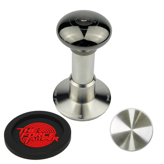 The Force Tamper Automatic Impact Adjustable Constant Pressure and Autoleveling Coffee Tamper Black Mirror Jellyfish AL Handle Set Pro (Standard Set, 53.50mm)