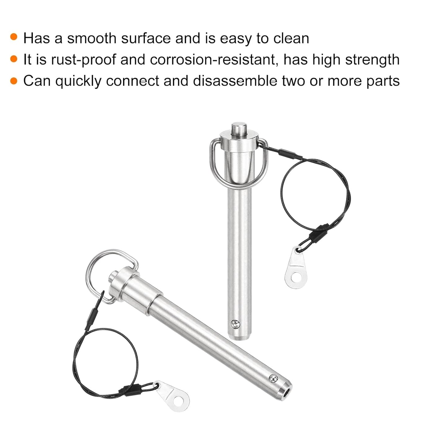 uxcell 2 Pcs Quick Release Pin, 1/2" x 3" (Dia. x L) Push-Button Ball Locking Pin, 304 Stainless Steel, Silver