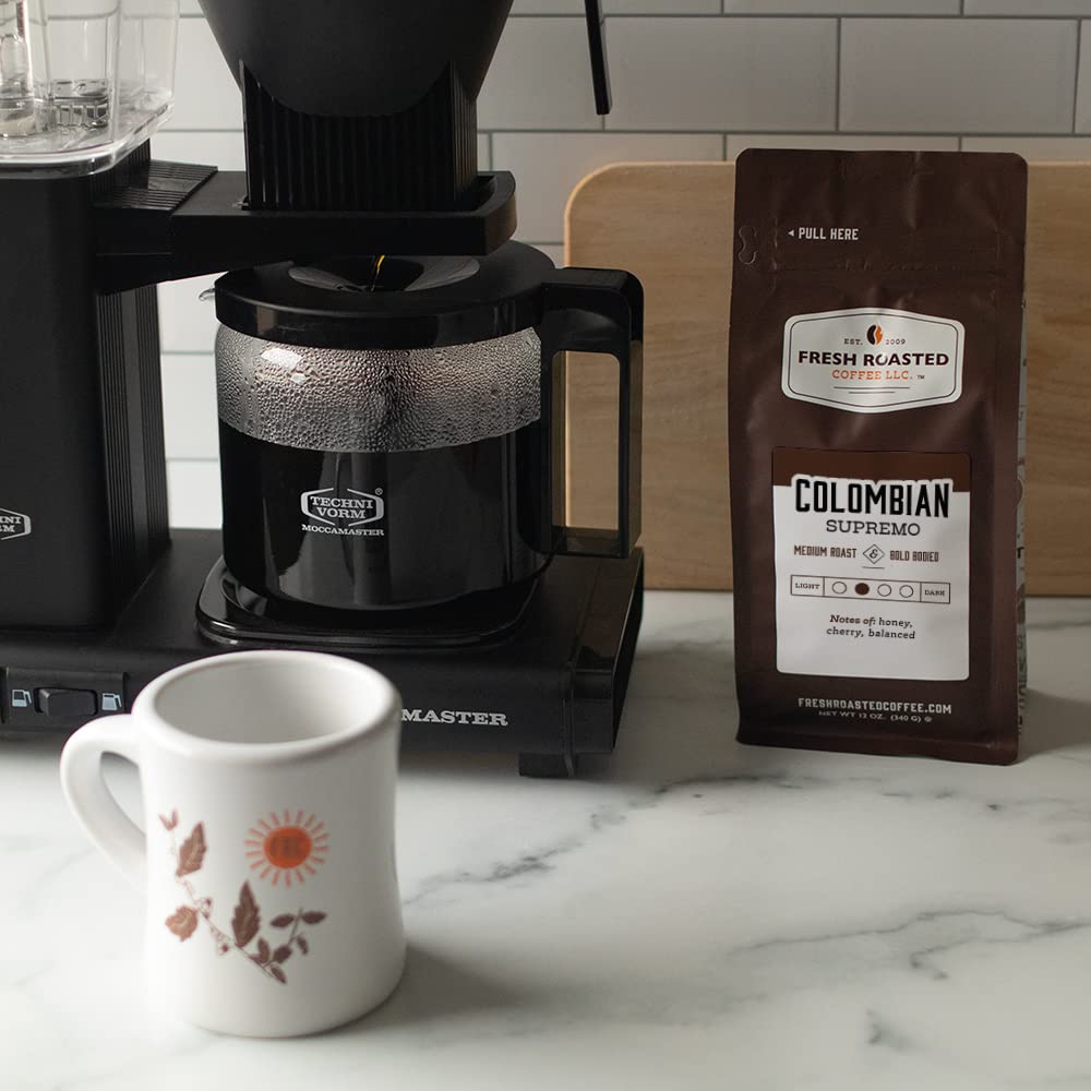 Fresh Roasted Coffee,100% Colombian, 12 oz, Medium Roast, Kosher, Whole Bean