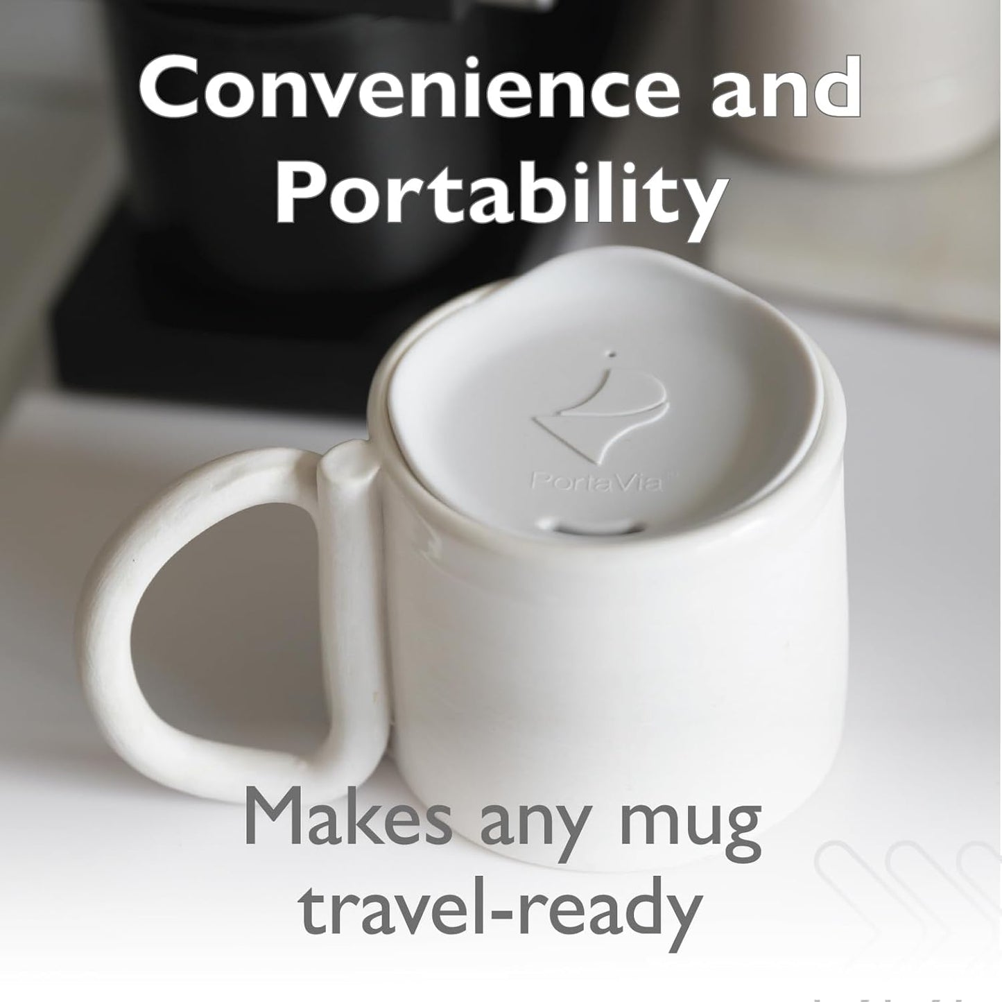 Reusable Coffee Cup Silicone Lid – Fits Most Tumbler, Water Bottle, & Ceramic Coffee Mug Between 3⅜”-3⅝” – Dishwasher-Safe Travel Mug Lid keeps your beverage in your mug (Large - Stone)