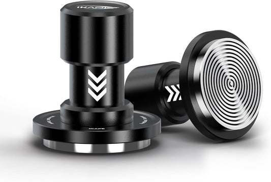 IKAPE 51MM V6 Impact Espresso Tamper with Sound Feedback, 15lb/30lb Interchangeable Springs, Espresso Low-Profile Tamper with Triple-spring System, Fits 51mm portafilters