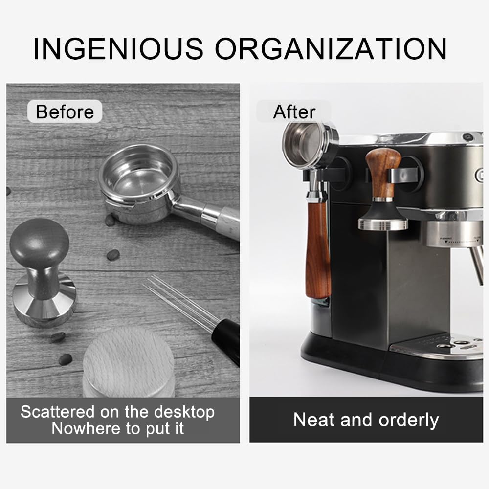Wall Mounted Magnetic Hand Tamper Holder,Portafilter Organizer Fit for Storage 51, 54, 58MM Espresso Tamper,Portafilter,Espresso Coffee Stirrer,1Pieces