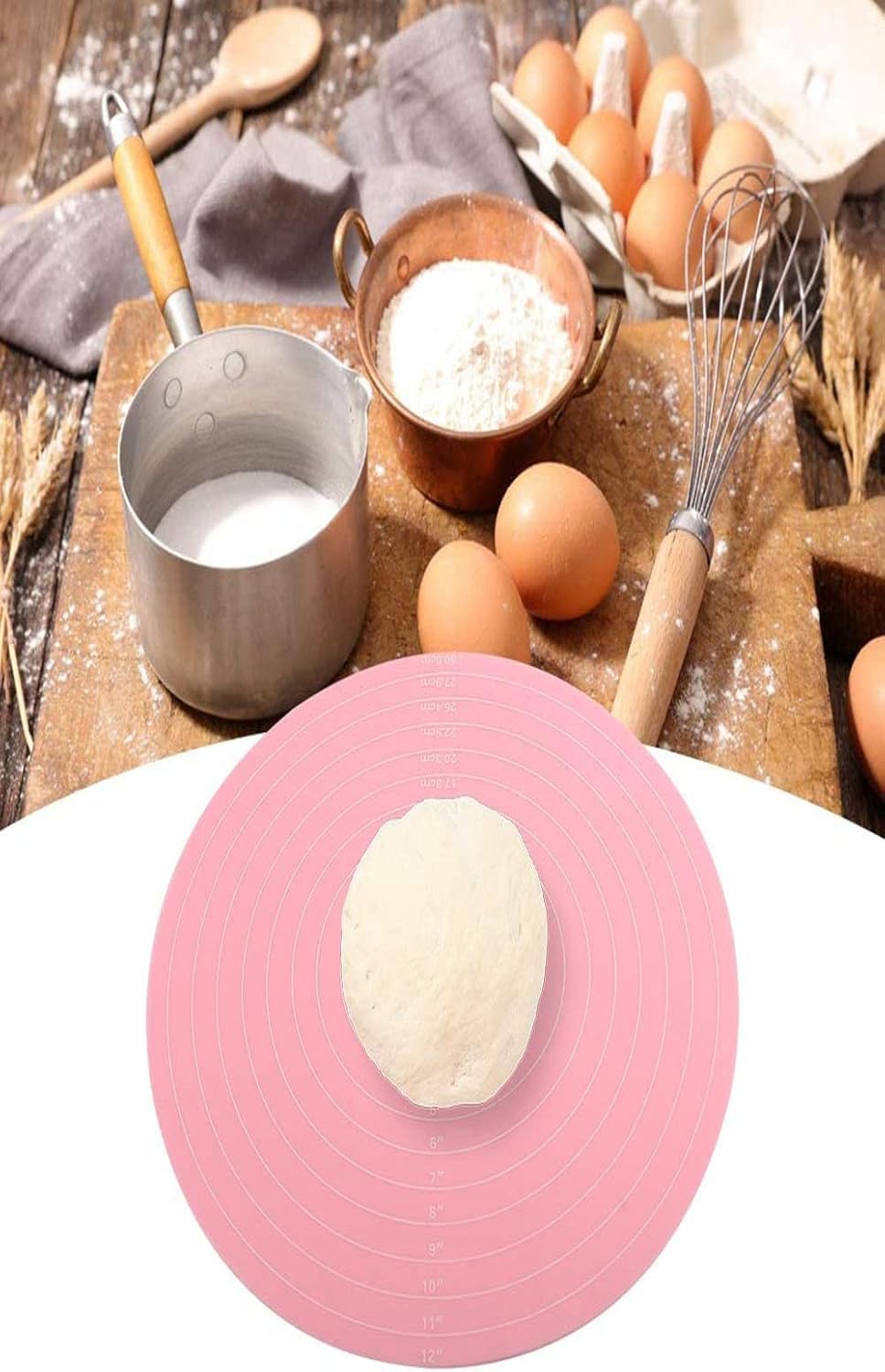 Silicone Baking Mat Cake Mat Silicone Cake Mat Silicone Baking Mat with Measurements for CakeTurntable Stand Non-Stick Heat Resistant Pastry Baking Sheet -Pink