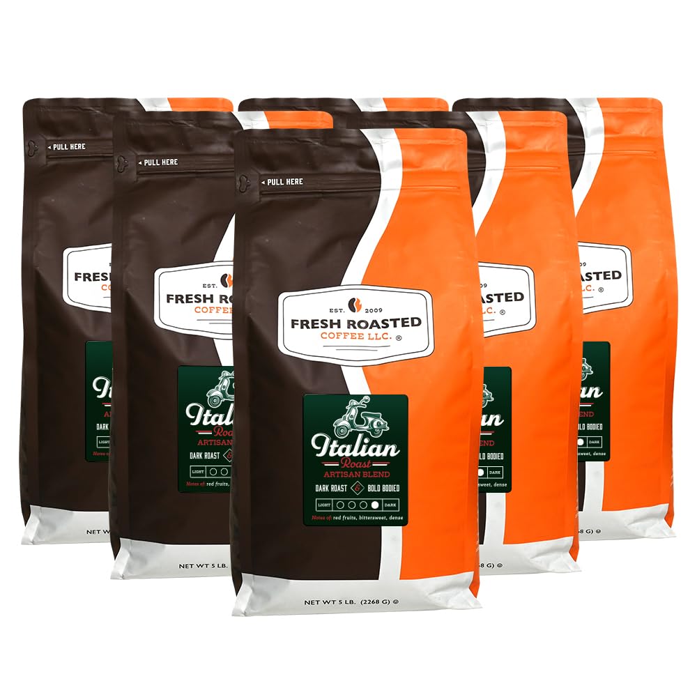 Fresh Roasted Coffee, Italian Roast, 30 lb, Dark Roast, Kosher, Whole Bean