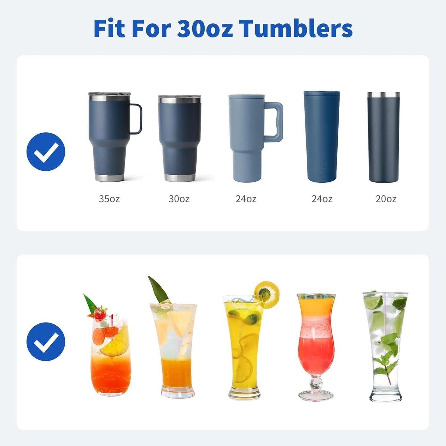 9.5" Metal Straws Reusable for 30/32 oz Tumbler, 5 Pcs Stainless Steel Drinking Straws for Yeti/RTIC/CIVAGO 30 oz Tumblers, 1 Portable Bag