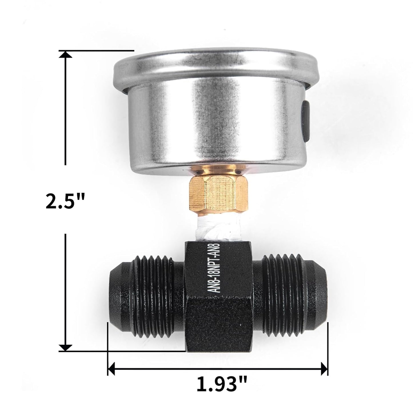 Universal 0-100psi Fuel Pressure Gauge 1/8" NPT Oil Press Gauge with 8AN Male to 8AN Male Fuel Pressure Fitting Adapter