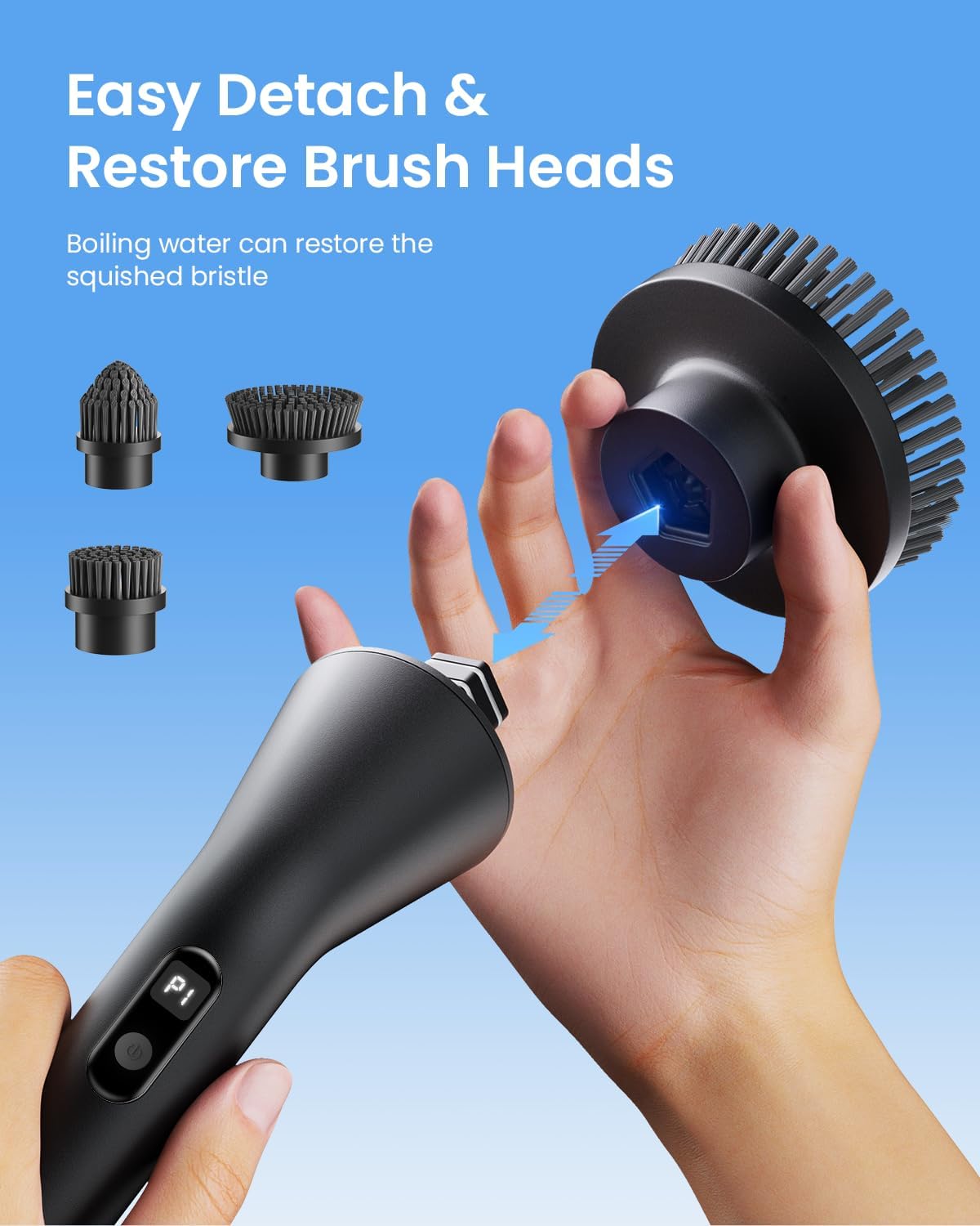 Leebein Electric Spin Scrubber, 2025 Upgraded Cordless Cleaning Brush Scrubber, IPX7 Waterproof Power Scrubber with 7 Brush Heads, Extended Handle and 2 Speeds for Bathroom Shower Bathtub Floor