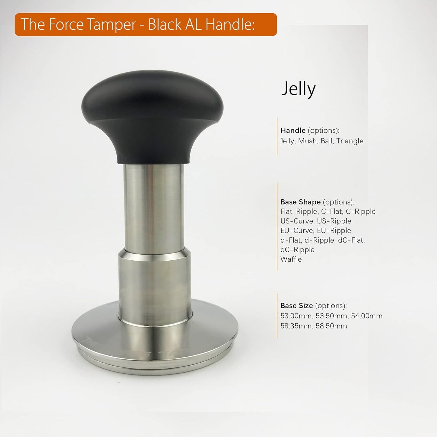 The Force Tamper Automatic Impact Coffee Tamper Adjustable Const Pressure and Autoleveling Duo-Distribute Set New (Jelly, 53.00mm)