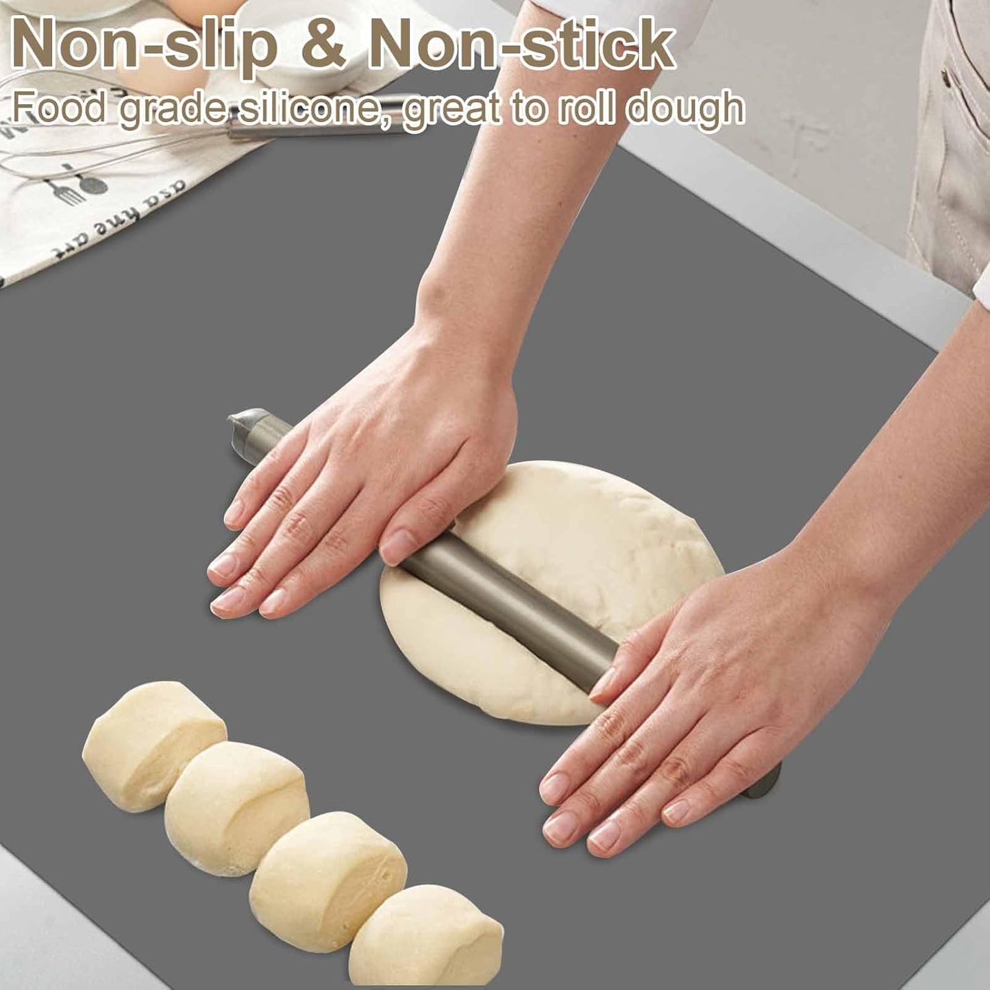 35.4"x23.6"(90cmx60cm) Large Silicone Kitchen Counter Mat, Heat Resistant Non-Slip Countertop Protector, Waterproof Multipurpose Mat for Kitchen Island, Dark Gray