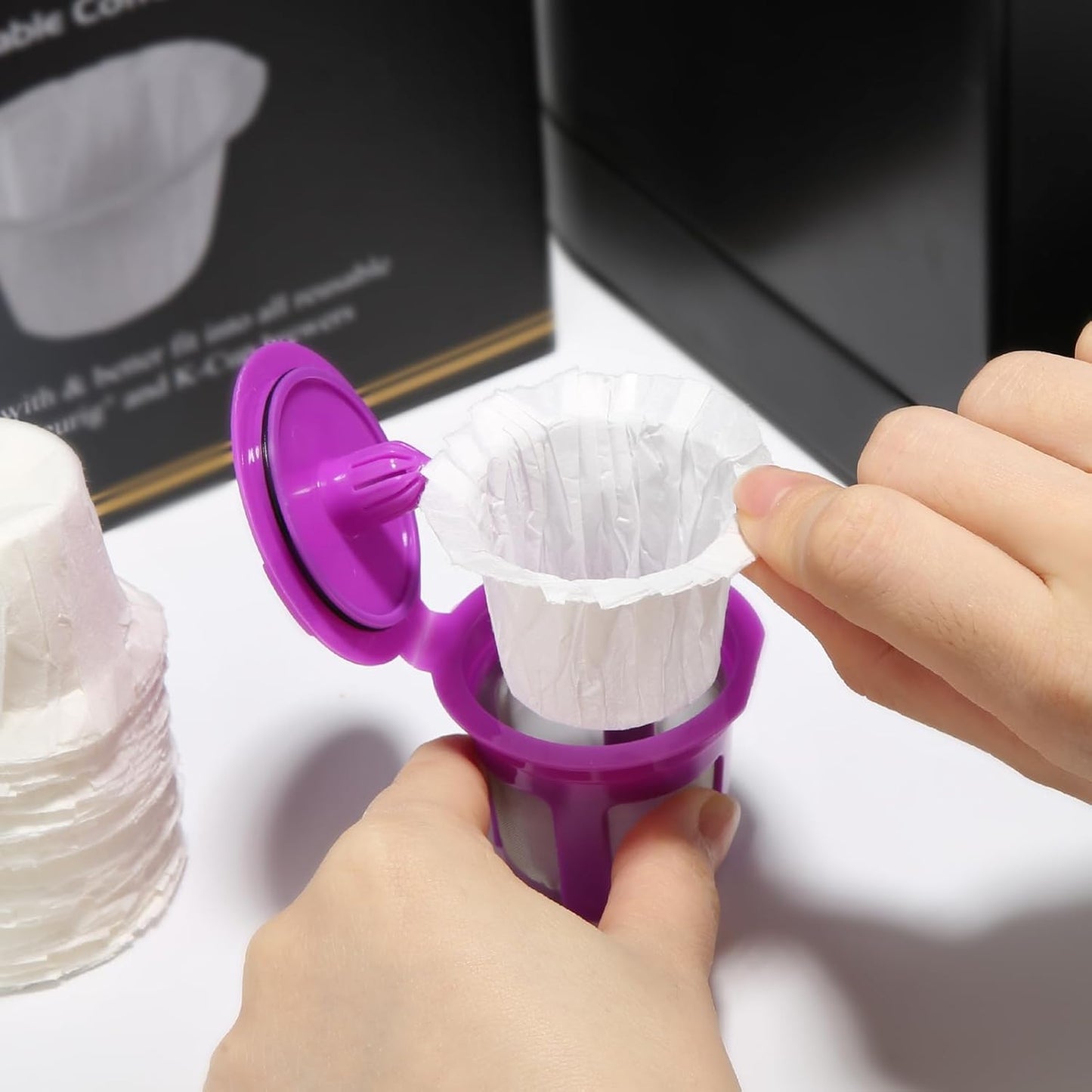 Pro Mael Disposable K Cup Coffee Filters Paper for Keurig Brewers Single Serve 1.0 and 2.0, Use with Reusable K Cup Pods, White (360 Count, Pack of 2)