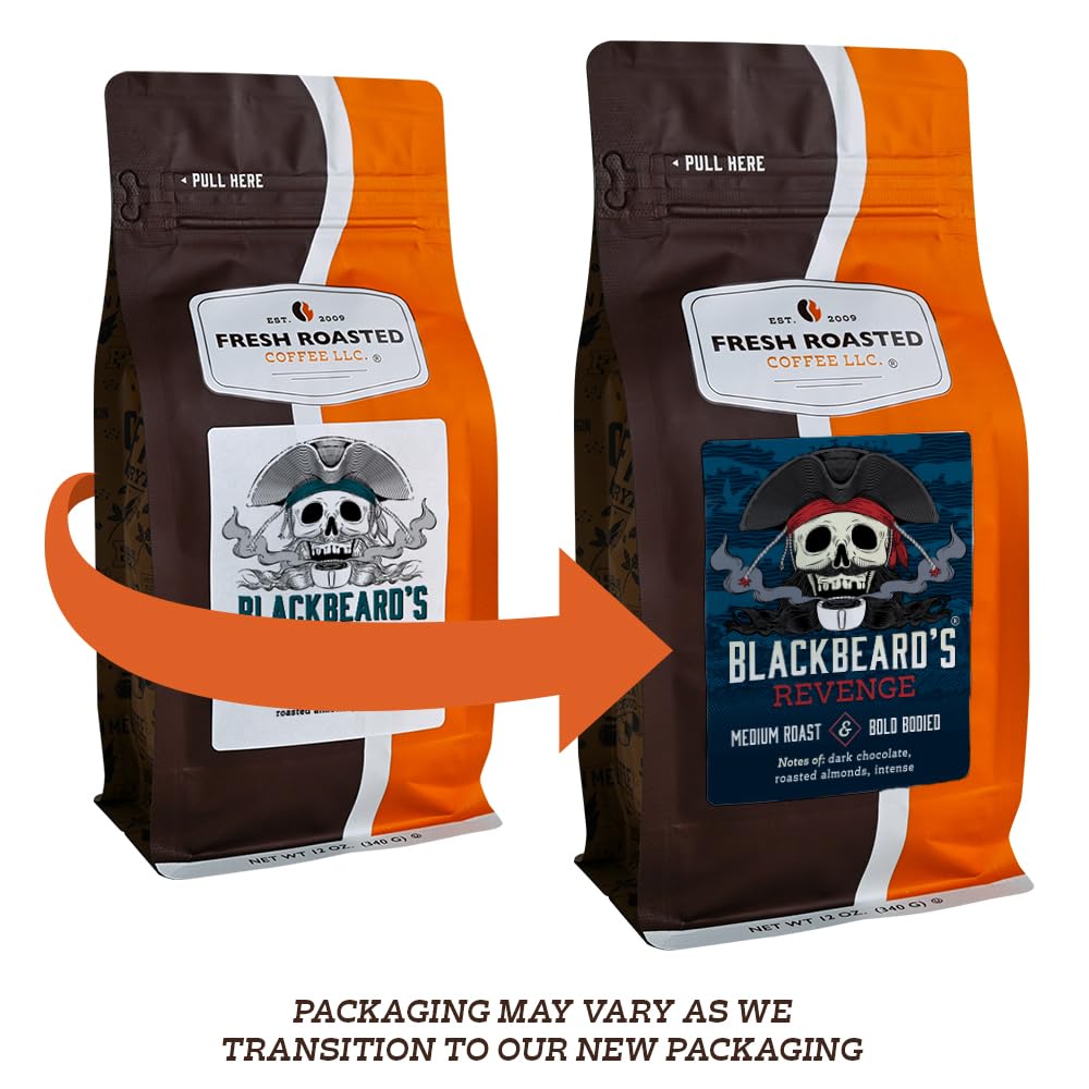 Fresh Roasted Coffee, Blackbeard's Revenge, 12 oz, Medium Roast, Kosher, Whole Bean