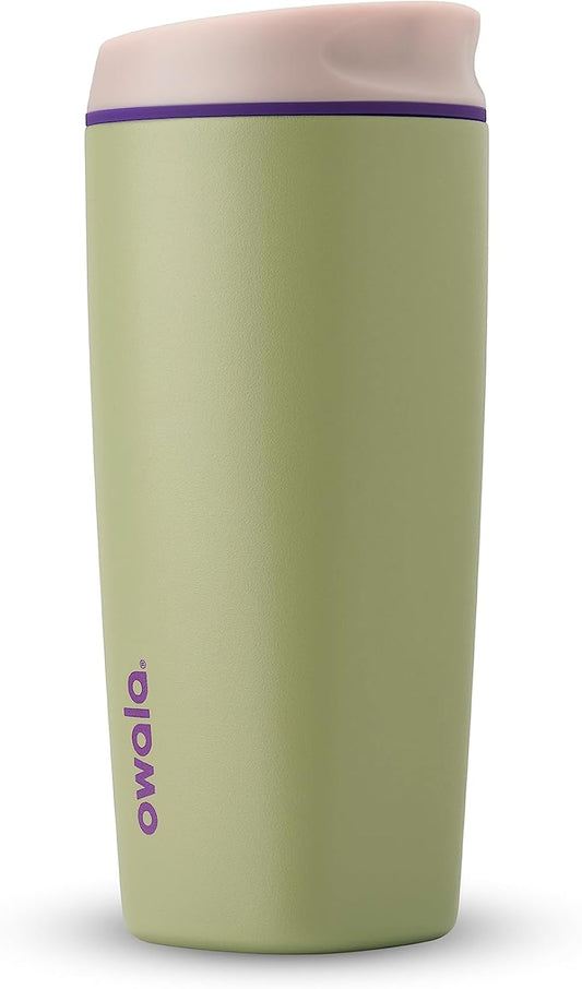 Owala SmoothSip Insulated Stainless Steel Coffee Tumbler, Reusable Iced Coffee Cup, Hot Coffee Travel Mug, BPA Free, 20 oz, Green (Hip Cactus)