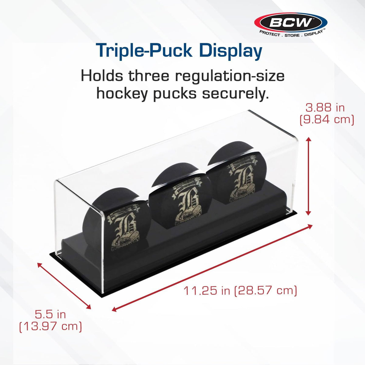 Stackable Puck Case BCW Acrylic Hockey Puck Display Case - 3 Pack | Deluxe Puck Holder wit ...