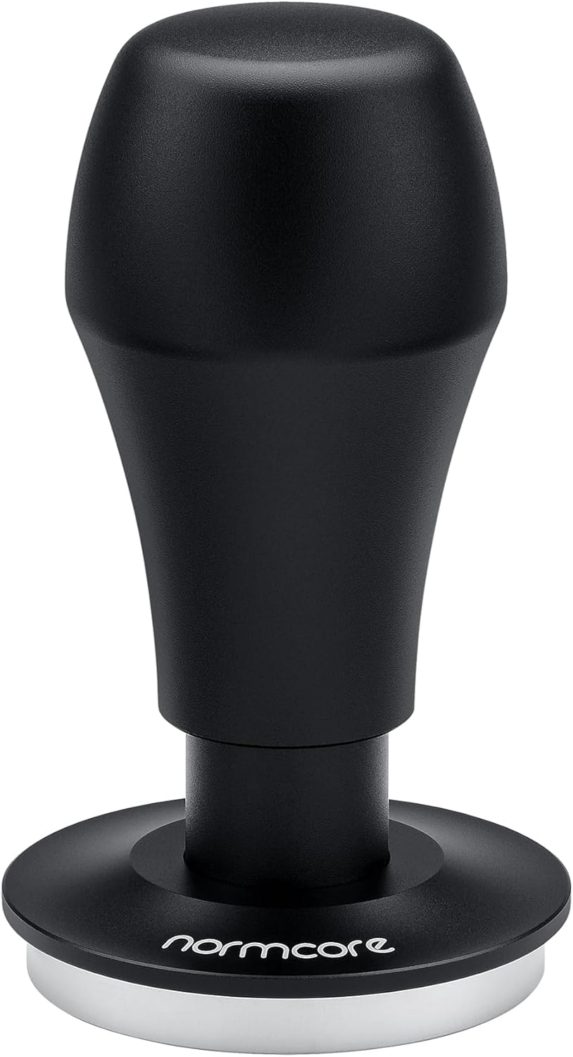 Normcore 45.5mm Coffee Tamper V4.1 with Click Sound Feedback, Spring Loaded Tamper with 304 Stainless Steel Flat Base Fits Flair Pro and Pro 2, Anodized Aluminum Handle with Silicone Stand, Black