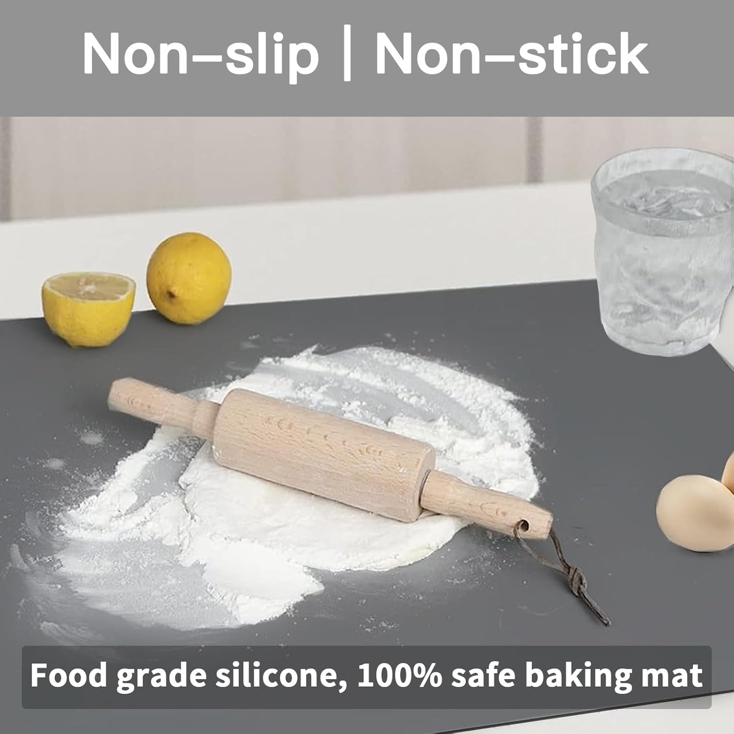 2MM Extra Thick Silicone Mats for Kitchen Counter, 23.6" x15.7" Non-Slip Waterproof Large Countertop Protector Mat, Heat Resistant Mat, Washable Silicone Craft Mat, Placemat, Baking Mat, Black