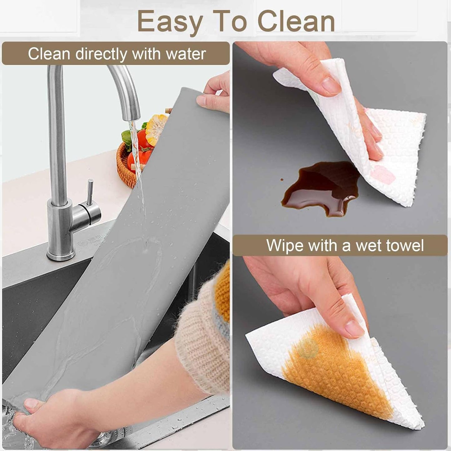 78.7" x 15.7" Large Silicone Mats for Kitchen Counter, Large Heat Resistant Countertop Protector Mat, Non-Slip Waterproof Craft Mat, Black