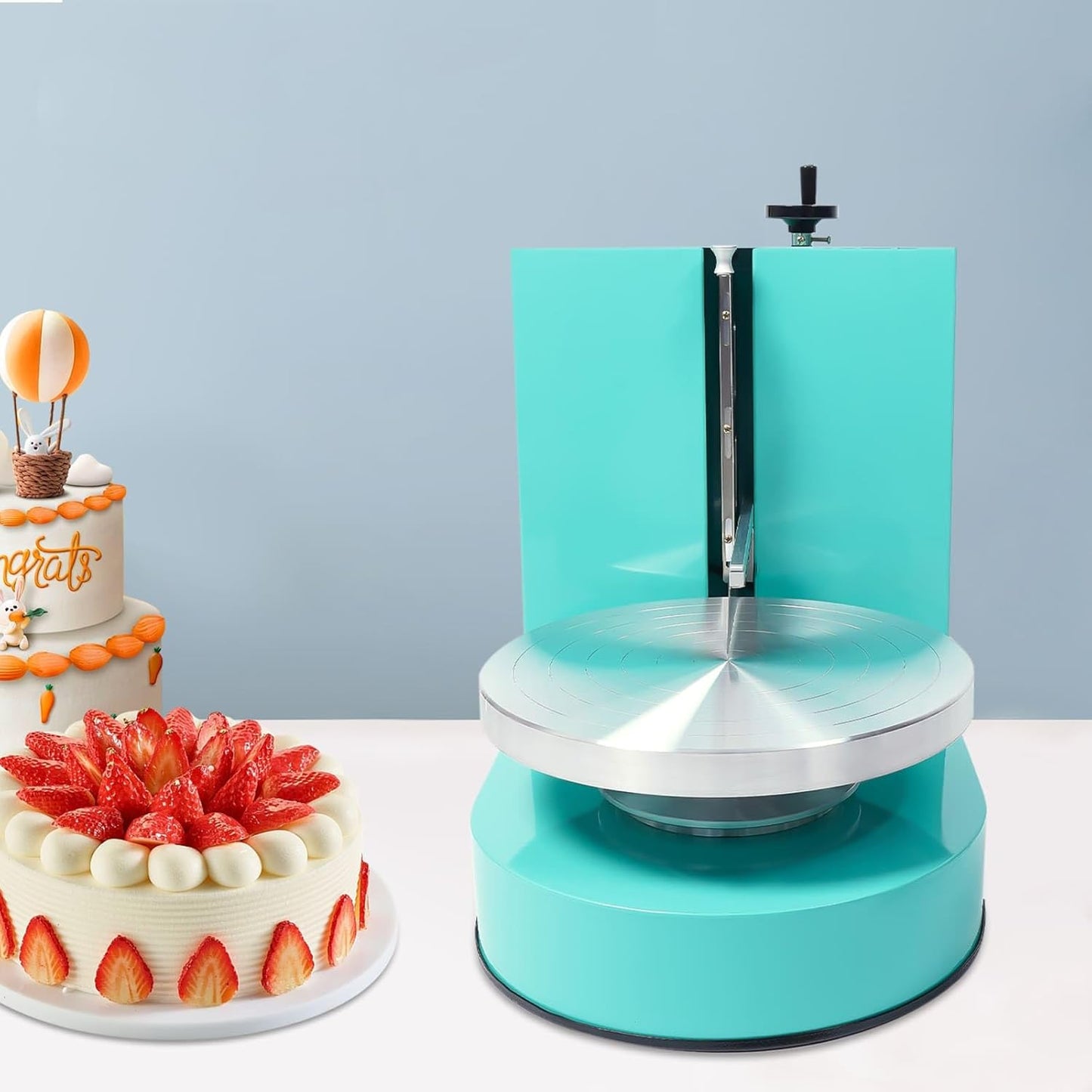 Cake Decorating Machine, Automatic Cake Cream Spreading Machine 200W for 4-12" Cakes, Cake Frosting Machine, 60-320rpm Rotating Speed, Turntable with Adjustable Scraper, LCD Display (Green)