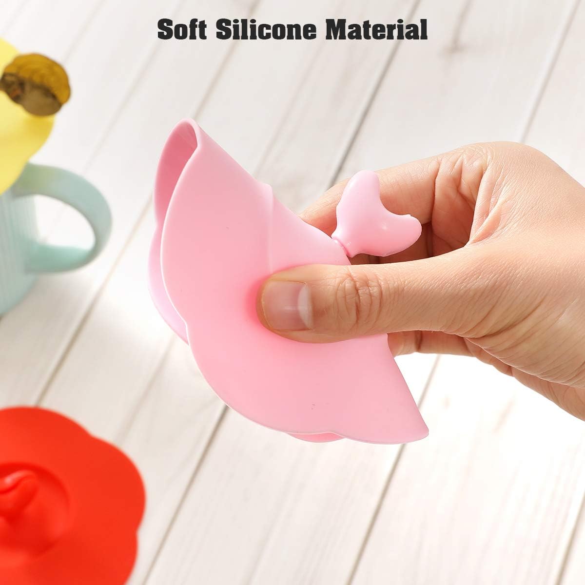 Silicone Cup Covers (Set of 4) ， Multicolored Silicone Lids for Mugs, Cups, Tea Pots,Flexible Mug Covers，Hot Cup Lids for Coffee & Tea