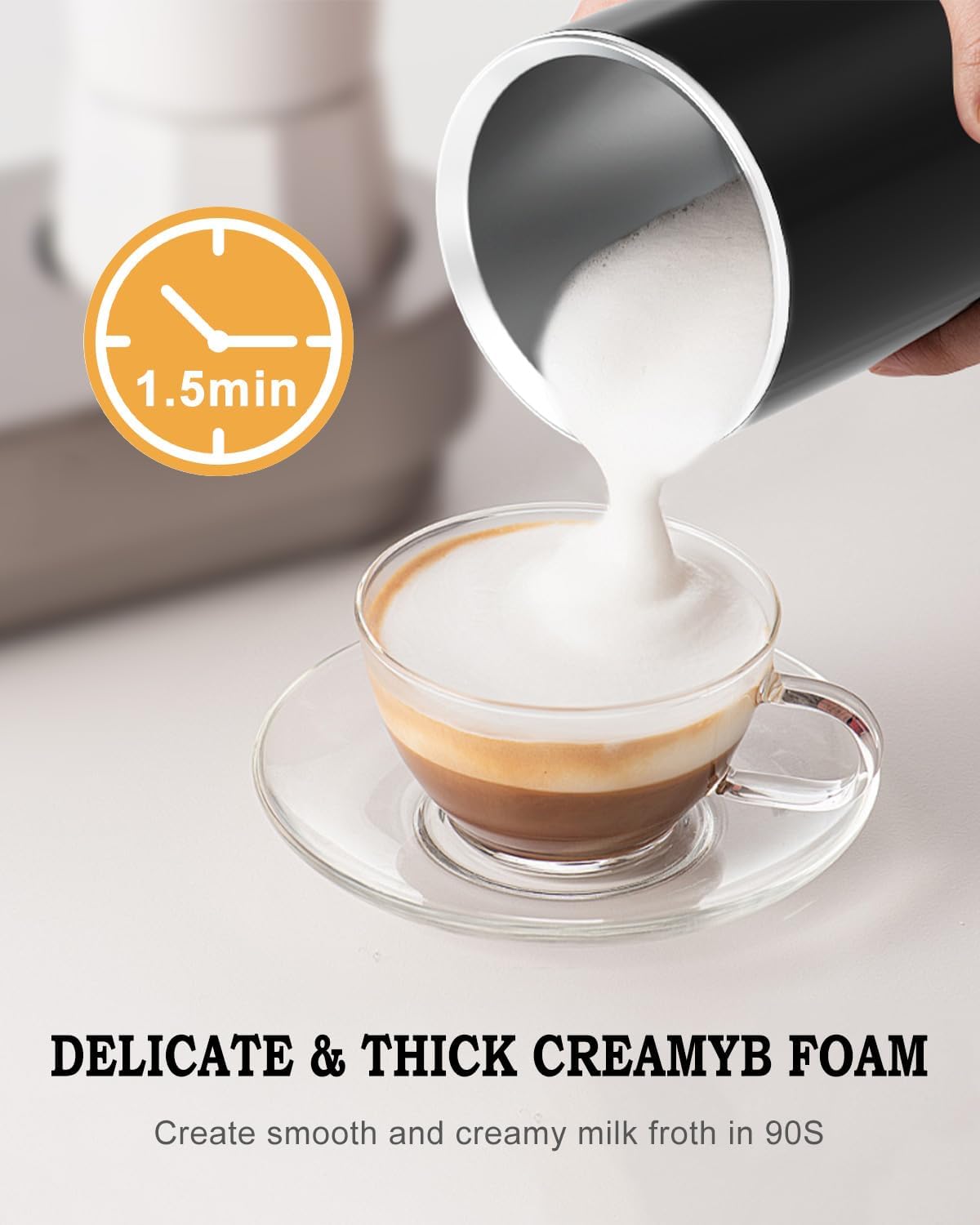 ZACME Milk Frother, 4 in 1 Electric Milk Steamer, Automatic Hot and Cold Foam Maker and Milk Warmer for Coffee, Latte, Cappuccino,Hot Chocolate, Macchiato