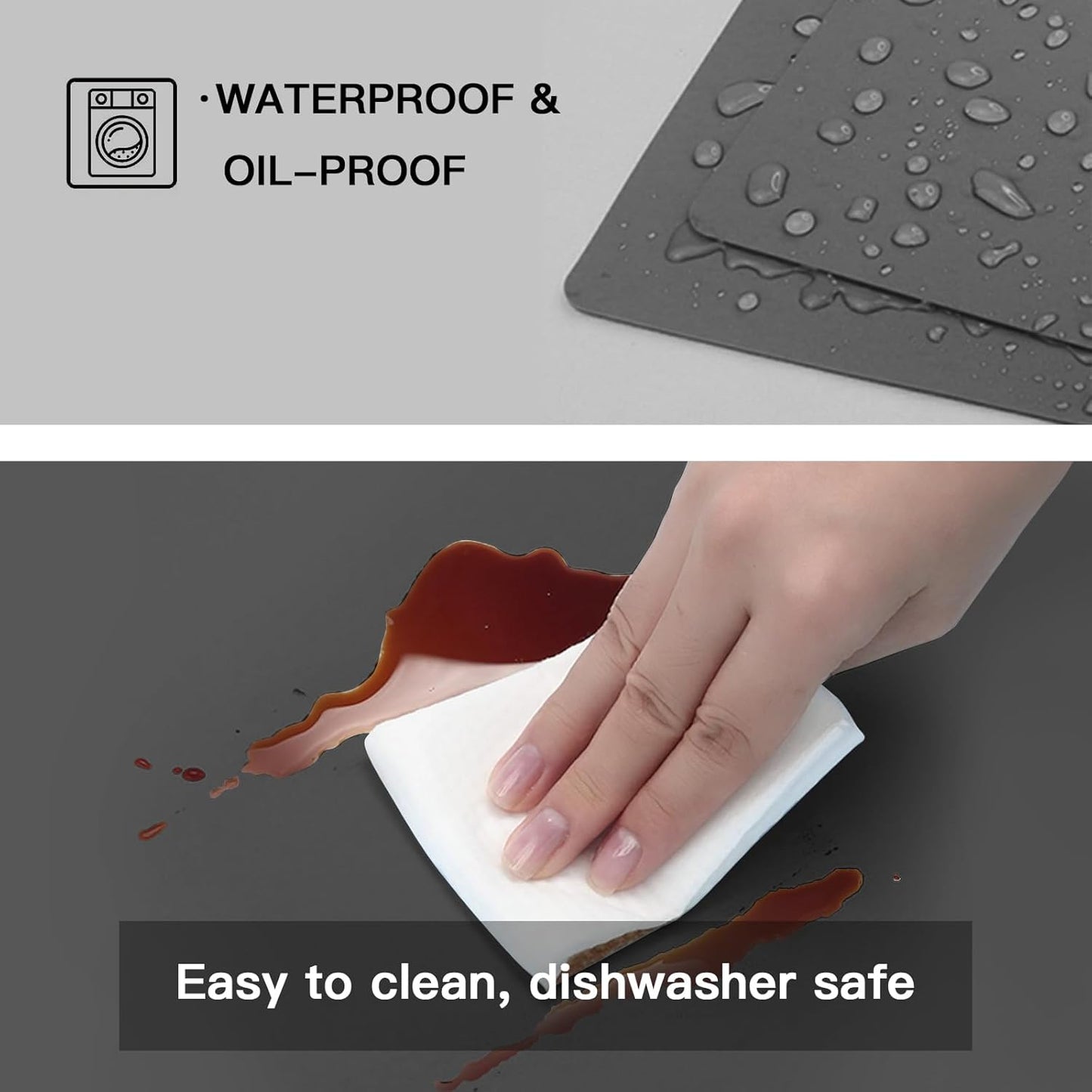 2MM Thick Silicone Countertop Mat, 35.4"x 23.6" Silicone Mats for Kitchen Counter, Nonslip Heat Resistant Mat, Large Kitchen Counter Mats, Waterproof Countertop Protector(Black)