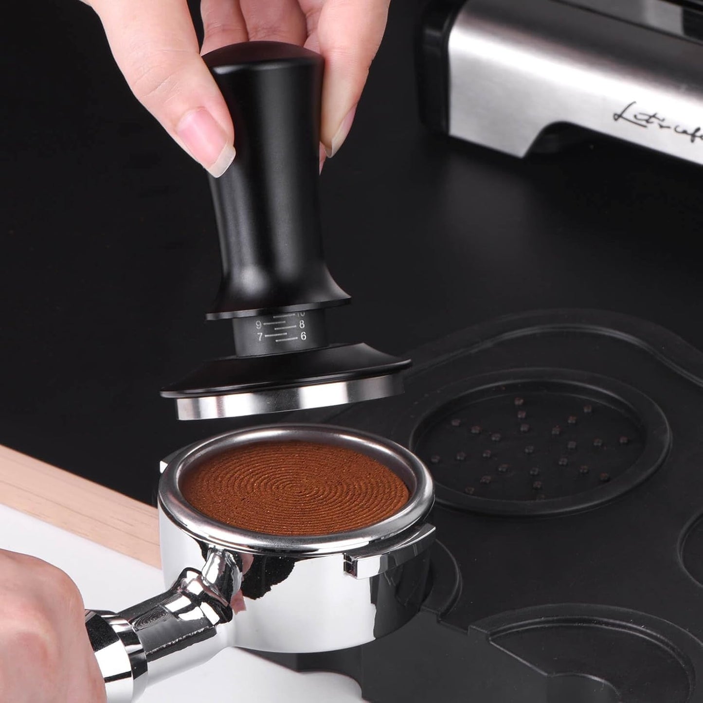 58mm Espresso Tamper, Coffee Tamper for Espresso Machine, Espresso Tamp with Spring Loaded Tamper, Depth-adjustable Espresso Hand Tampers 58mm