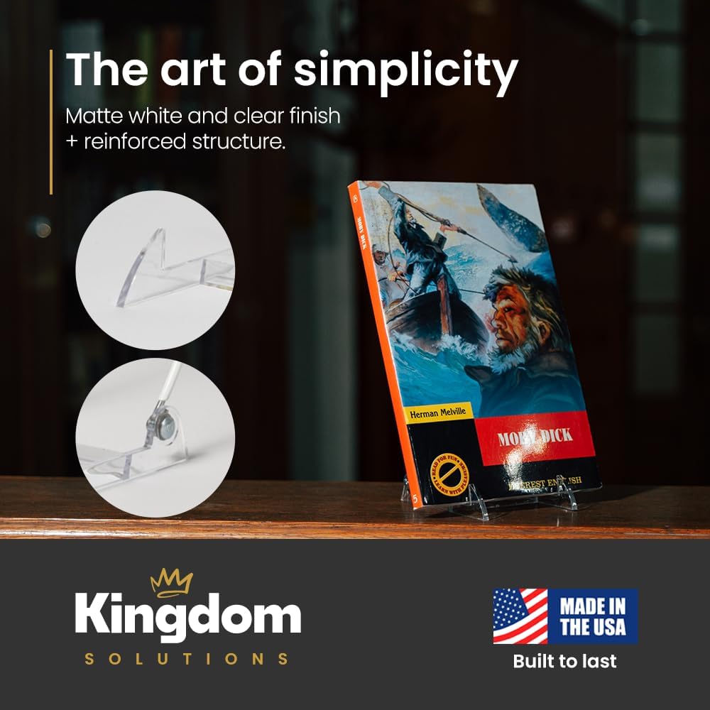 KINGDOM SOLUTIONS MADE IN USA 6-Pack Adjustable Acrylic Easels - Plate Stand - Sturdy Book Stand for Art, Pictures, Plates, Frames - Unique on the Market