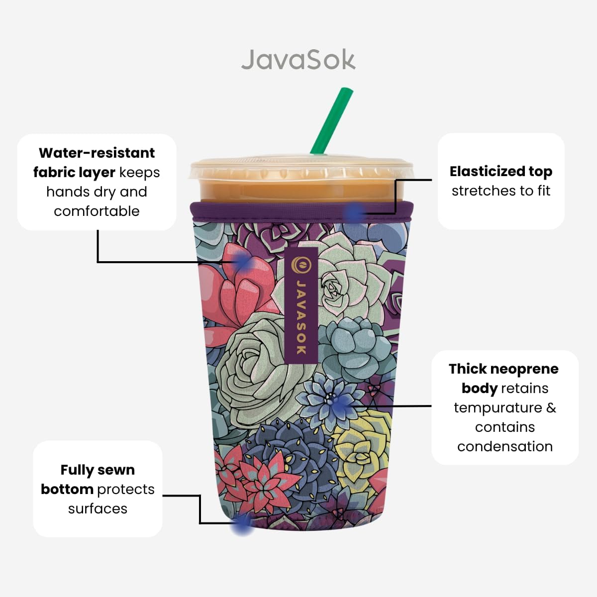 Sok It JavaSok Iced Coffee & Cold Soda Insulated Neoprene Cup Sleeve (Turtle-y Awesome, Large: 30-32oz)