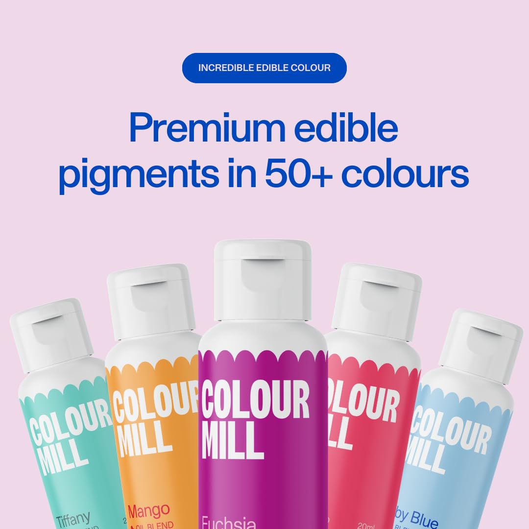 Colour Mill Oil-Based Primary Food Coloring, 20 Milliliters Each of 6 Colors: Black, Royal, Red, Green, Yellow and Orange