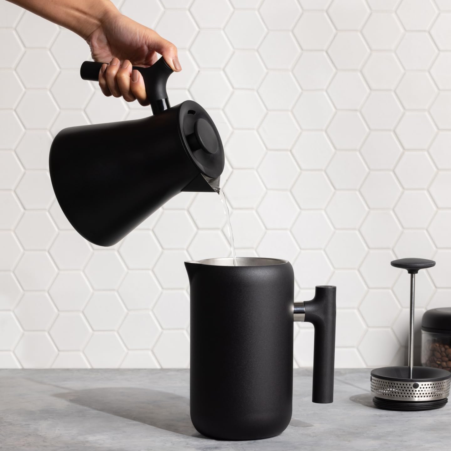 Fellow Corvo EKG Pro Electric Tea Kettle - Quick Heating, Precise Temperature Control Electric Kettle, Scheduling, Built-in Brew Timer for Boiling Water - Matte Black - 0.9 Liter