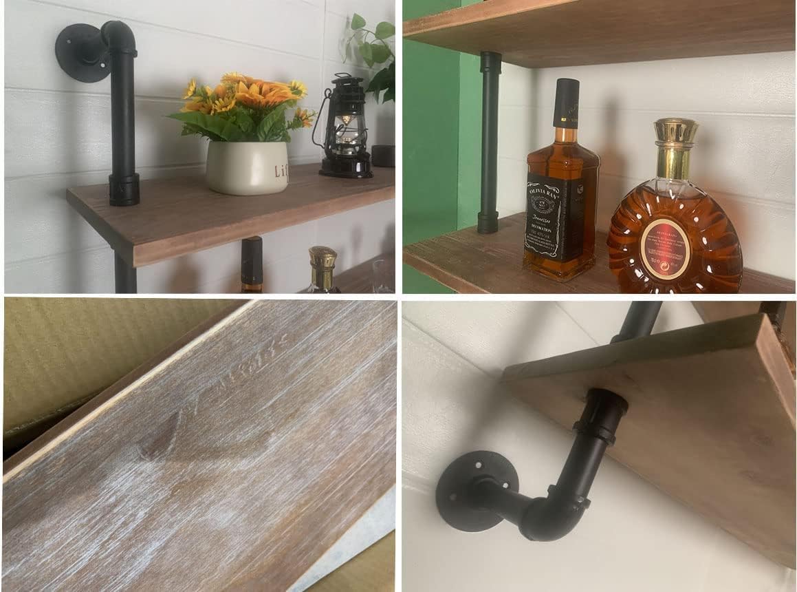 Pipe Shelves Industrial Pipe Shelving Shelves Real Wood Industrial Floating Pipe Shelves with Wood Planks 48 inch Wall Shelves Rustic Hanging Bookshelf Farmhouse Kitchen Bar Shelving