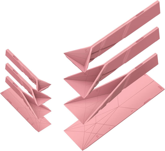 POLYGONS FLAT 3-IN-1 FOLDING MEASURING SPOONS | 2 Spoons with 6 Different Sizes (Pink)