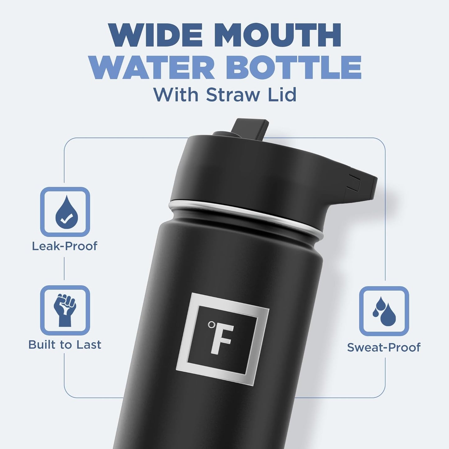 IRON °FLASK Camping & Hiking Hydration Flask with 3 Lids - Stainless Steel, Double Walled & Vacuum Insulated Water Bottle - Leak Proof & BPA Free (Bubble Gum, Straw - 22 oz)
