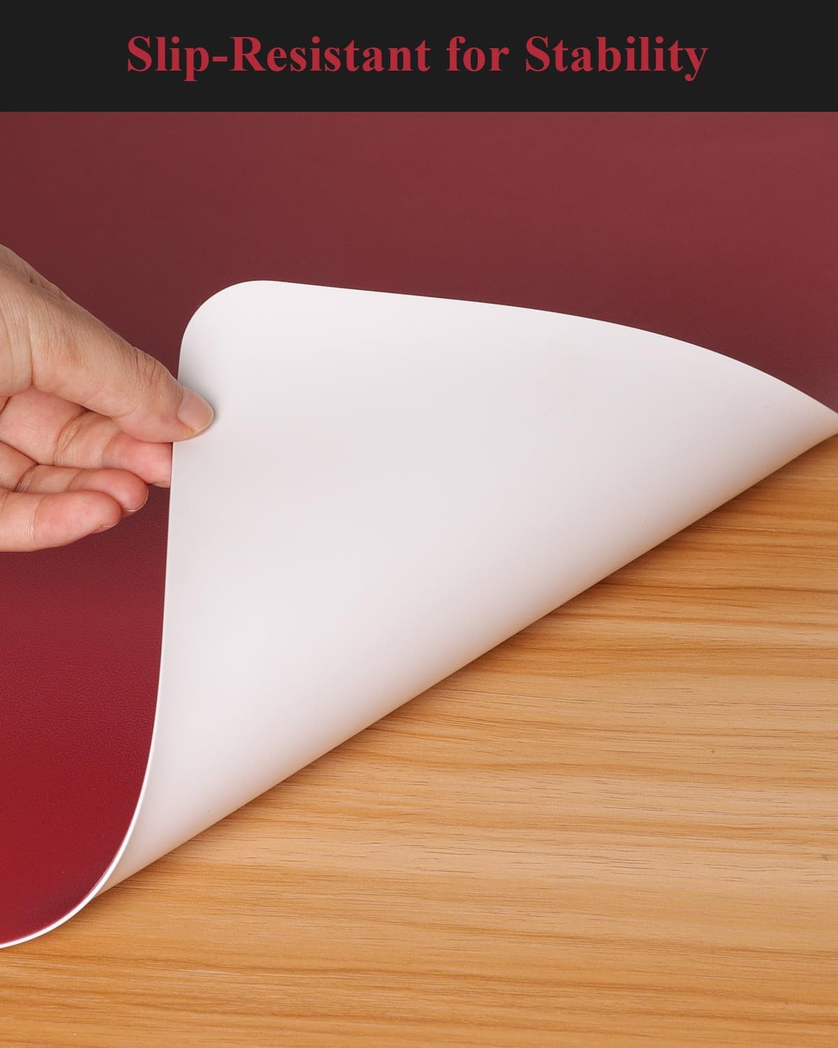 Wine Red Plastic Table Cover Protector, 36" x 60" Waterproof Easy Flat PVC Desk Pad Mat, 1.5mm Thick Rectangle Vinyl Table Top Protector for Dining Room Table, Office, Dresser