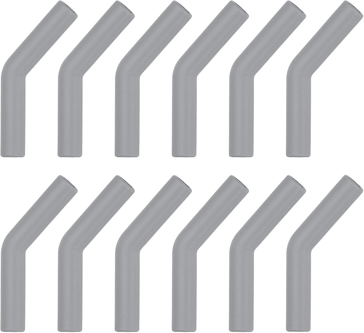 uxcell 12Pcs Silicone Straw Tips, Silicone Straw Elbows Tip, Soft Reusable Metal Straw Covers Fit for 10mm/0.39" OD Stainless Steel Straws, Grey