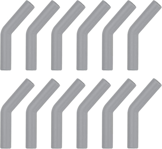 uxcell 12Pcs Silicone Straw Tips, Silicone Straw Elbows Tip, Soft Reusable Metal Straw Covers Fit for 10mm/0.39" OD Stainless Steel Straws, Grey