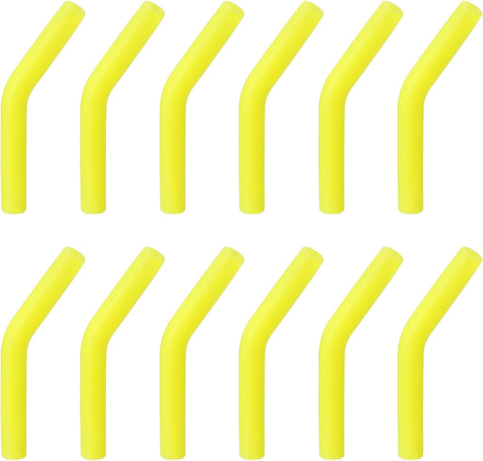 uxcell 12pcs Silicone Straw Tips, Silicone Straw Elbows Tip, Soft Reusable Metal Straw Covers Fit for 8mm/0.31" OD Stainless Steel Straws, Yellow