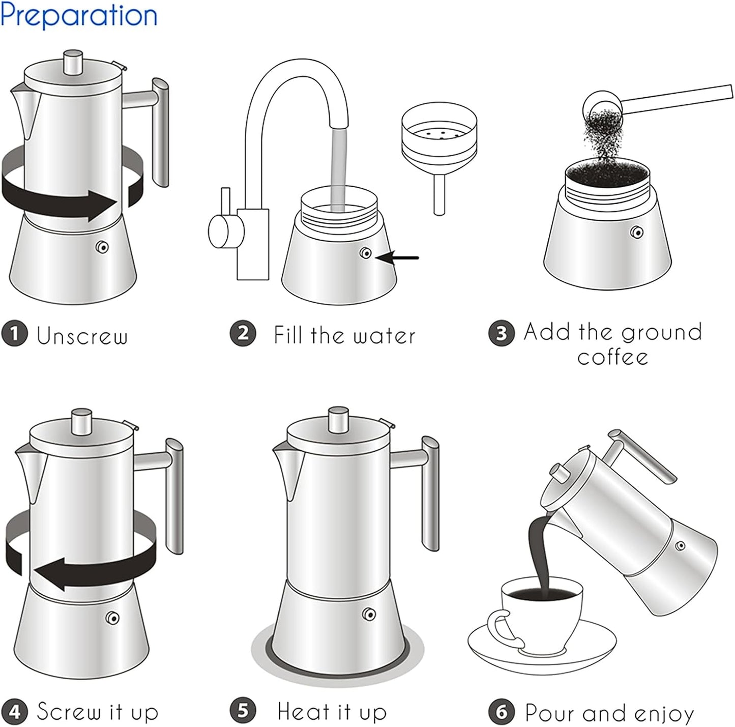 Easyworkz Diego Stovetop Espresso Maker Stainless Steel Italian Coffee Machine Maker 6Cup 10 oz Moka Pot Induction Espresso Pot