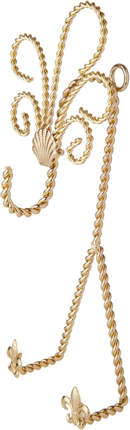 Bard's Twisted Gold-toned Wall Mountable Cup and Saucer Hanger, Shell and Fleur de Lis, 9.75" H x 4" W x 3" D, Pack of 2