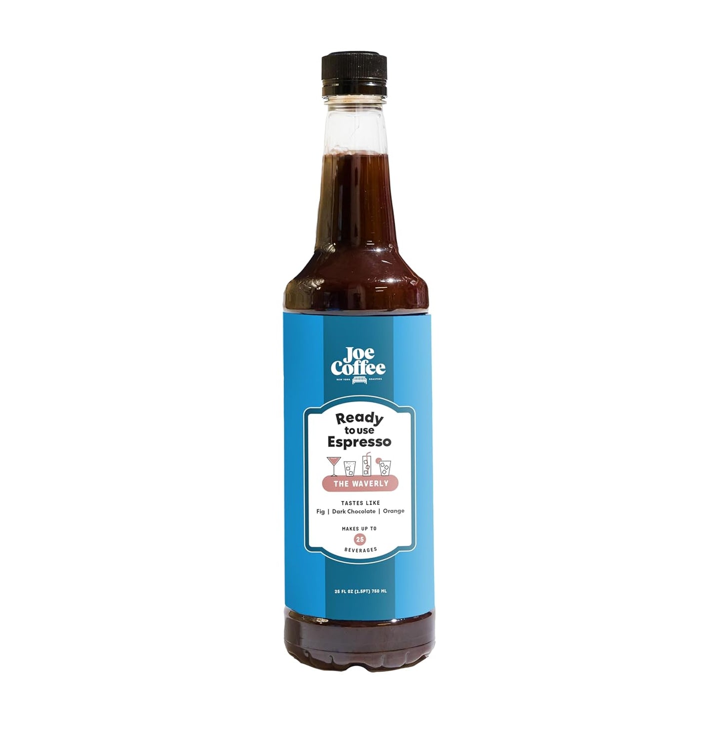Joe Coffee Company - Ready to Use Waverly Espresso Specialty Coffee Concentrate, 25 fl oz Bottle (Pack of 6) | NYC Roaster, Kosher, Climate-Friendly
