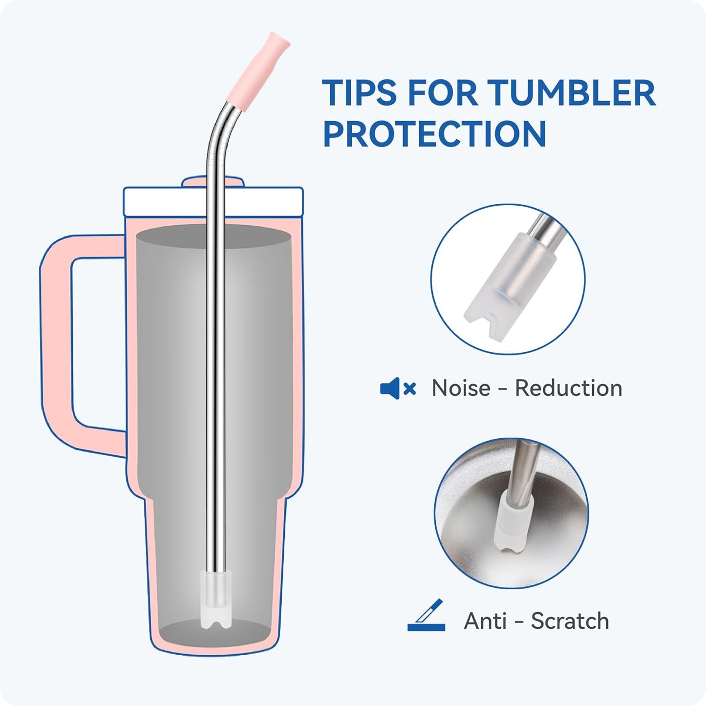 Reusable Stainless Steel Straws with Silicone Tip for Stanley 30oz, Metal Drinking Straws for 30oz Tumbler,3 Bent Tubes & 6 Tips& 1 Cleanr Brush (Vivid Violet)