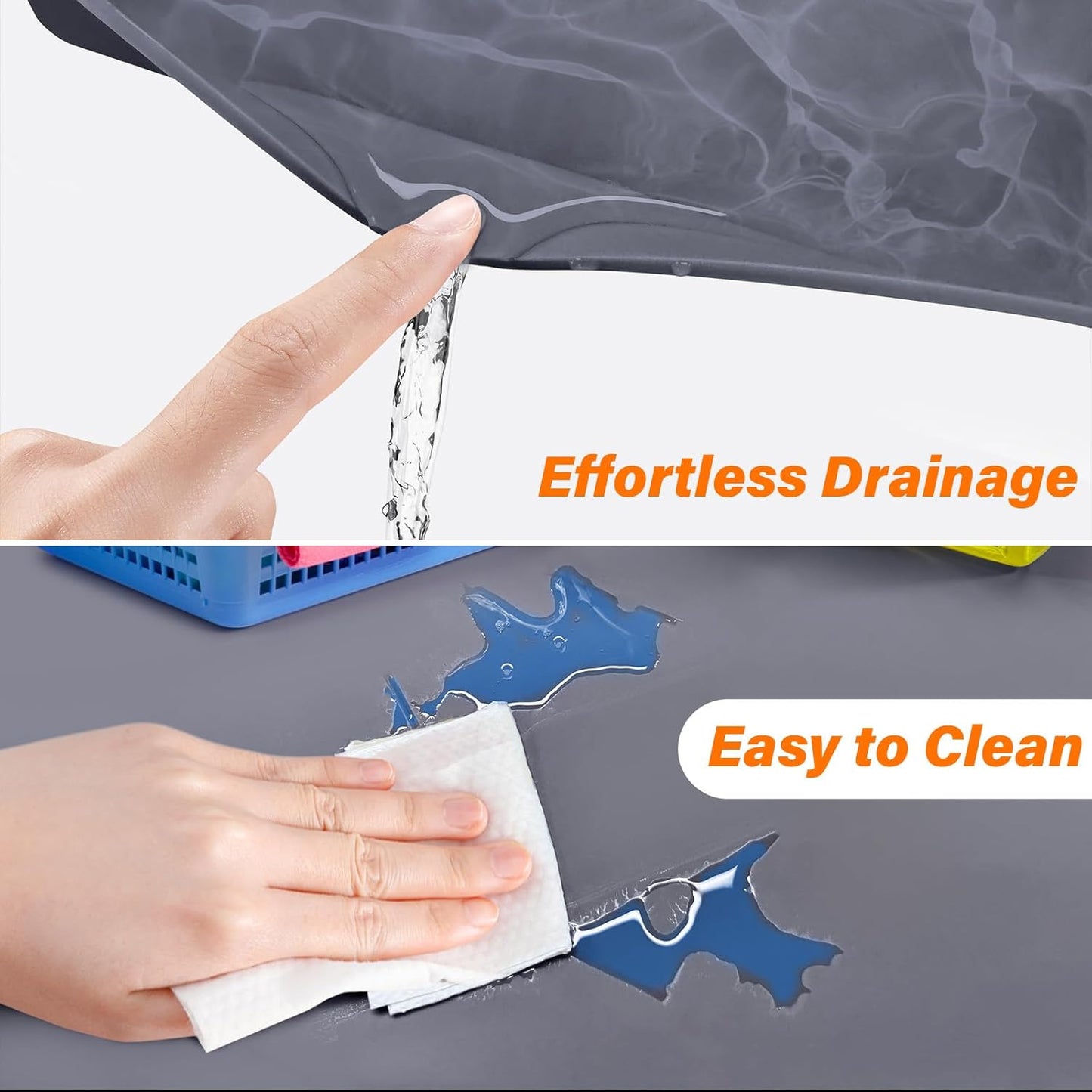 FLATO Waterproof Under Sink Mat 31" x 19" Shelf Liner for Kitchen and Bathroom, Cabinet Protector, Organizers and Storage, Flexible Silicone Drip Tray